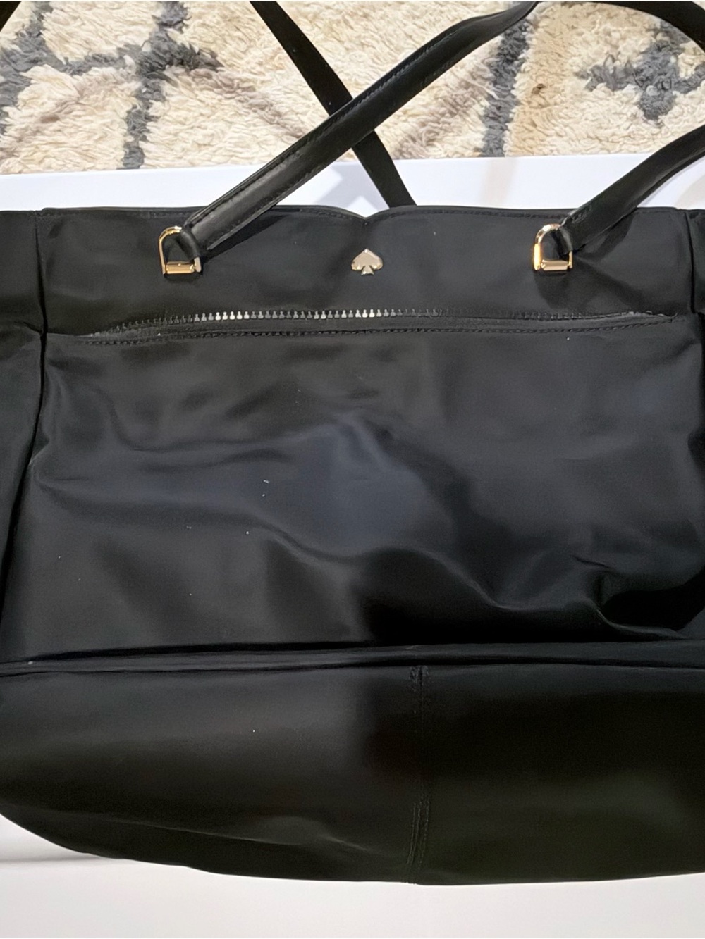kate spade Black Nylon Tote with Gold Logo Detail